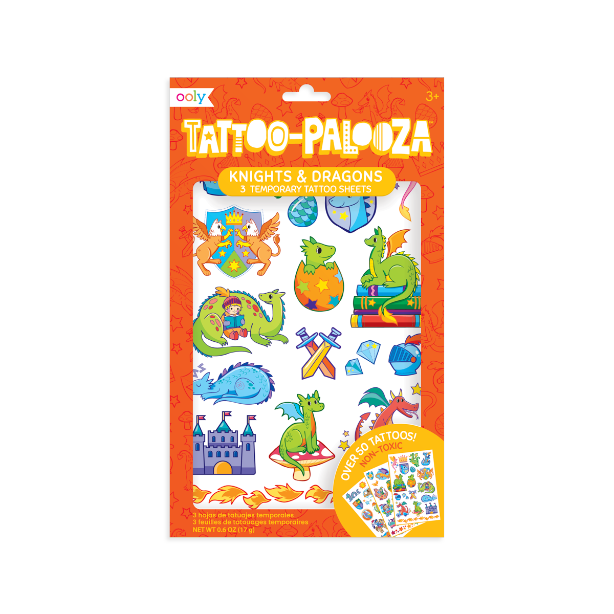 Tattoo-Palooza Temporary Tattoos - Knights and Dragons